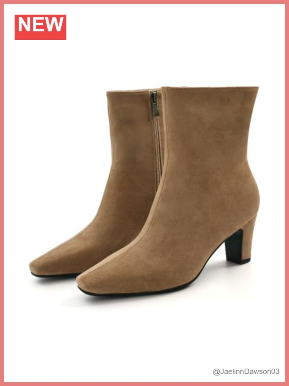 Shoe'N Tale Ankle Boots Square Toe Low Block Heel Faux Suede